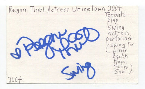 Regan Thiel Signed 3x5 Index Card Autograph Actress Sweeney Todd