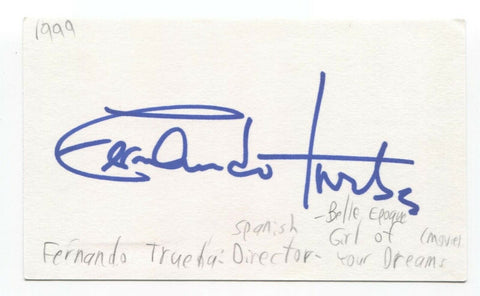 Fernando Trueba Signed 3x5 Index Card Autographed Signature Director