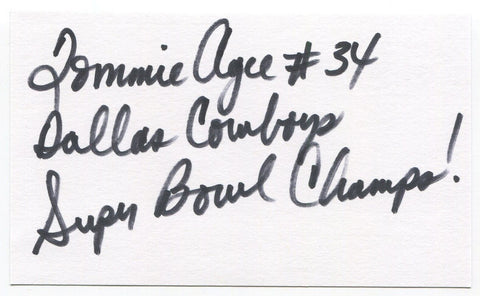 Tommie Agee Signed 3x5 Index Card Autograph Dallas Cowboys Super Bowl Champions