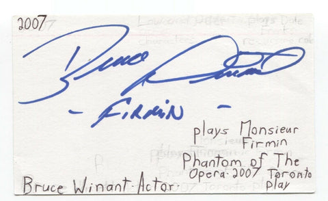 Bruce Winant Signed 3x5 Index Card Autographed Signature Voice Actor Director