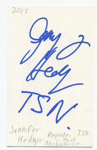 Jennifer Hedger Signed 3x5 Index Card Autographed Canadian Sports Reporter TSN