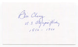 Bill Cleary Signed 3x5 Index Card Autographed Hockey 1960 US Olympic Gold Medal