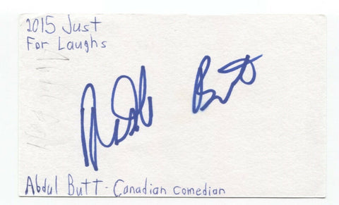 Abdul Butt Signed 3x5 Index Card Autographed Signature Comedian Comic Actor