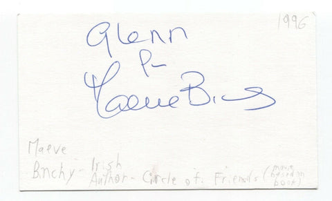 Maeve Binchy Signed 3x5 Index Card Autographed Signature Author Writer