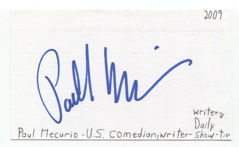 Paul Mecurio Signed 3x5 Index Card Autographed Signature Actor Comedian