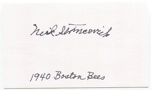 Nick Strincevich Signed 3x5 Index Card Autographed Baseball 1940 Boston Bees