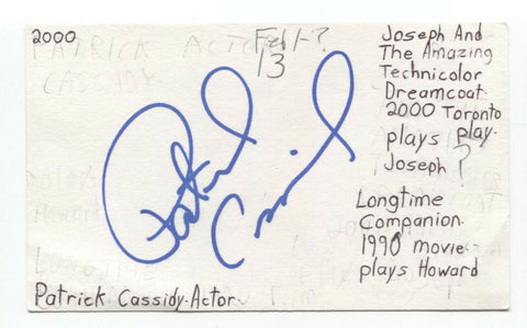 Patrick Cassidy Signed 3x5 Index Card Autographed Signature Actor