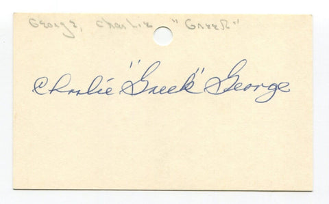Charlie "Greek" George Signed Index Card Autographed Baseball MLB  Athletics