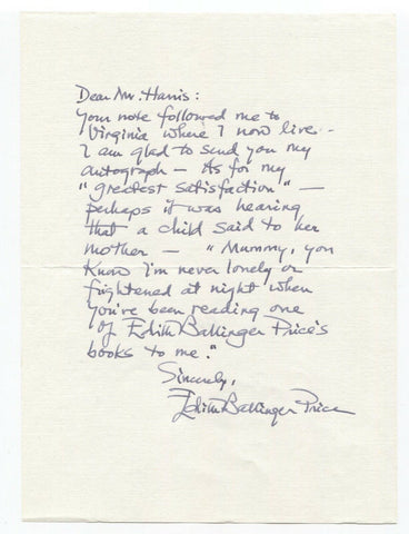 Edith Ballinger Price Signed Photo Autographed Signature Author Writer