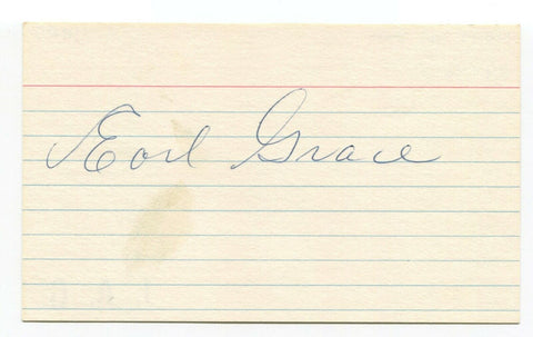 Earl Grace Signed 3x5 Index Card Autographed Baseball Signature
