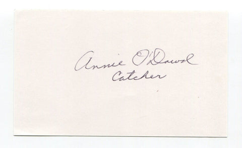 Annie O'Dowd Signed 3x5 Index Card Autographed MLB Baseball AAGPBL