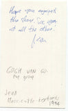 Gogh Van Go - Jean Massicotte Signed 3x5 Index Card Autographed Signature Band