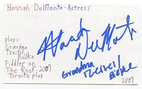 Hannah DelMonte Signed 3x5 Index Card Autographed Actress Fiddler On The Roof