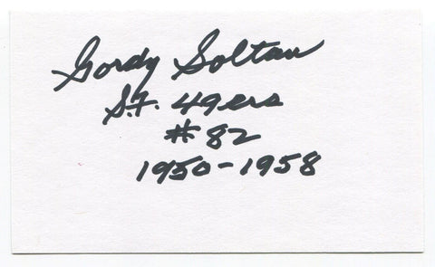 Gordy Soltau Signed 3x5 Index Card Autographed NFL Football San Francisco 49ers