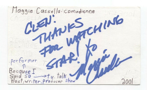 Maggie Cassella Signed 3x5 Index Card Autographed Signature Actress Comedian