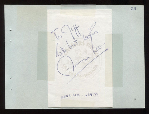 Anne Lee Signed Album Page Inscribed "To Jeff" Vintage Autographed in 1978