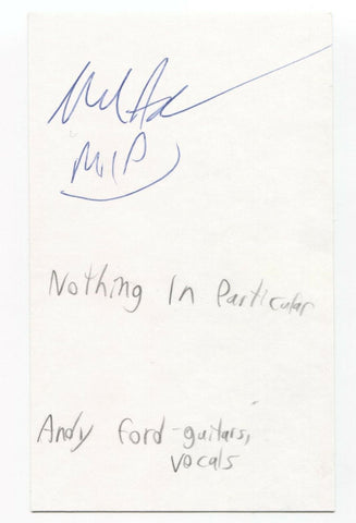 Nothing In Particular - Andy Ford Signed 3x5 Index Card Autographed Signature