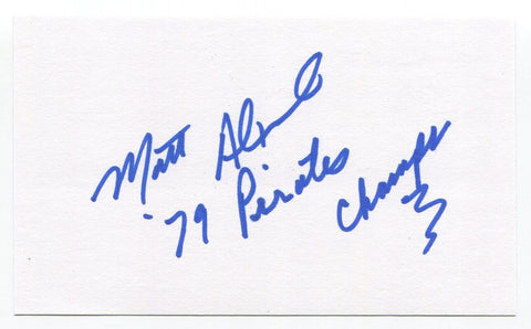 Matt Alexander Signed 3x5 Index Card Autograph Baseball MLB Pittsburgh Pirates