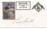 Earl Averill Jr. Signed 3x5 Index Card Autographed Signature Cleveland Indians