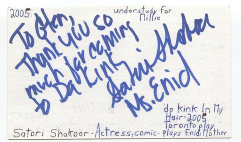 Satori Shakoor Signed 3x5 Index Card Autographed Actress Batman v Superman