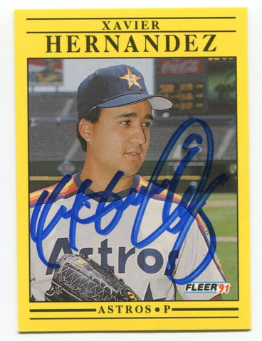 1991 Fleer Xavier Hernandez Signed Card Baseball RC Autograph AUTO #509