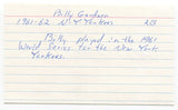 Billy Gardner Signed 3x5 Index Card Autographed MLB Baseball 1961 Yankees