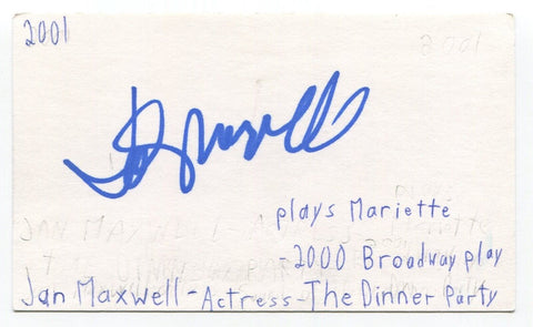 Jan Maxwell Signed 3x5 Index Card Autographed Actress Law and Order Gossip Girl