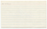 Carl Esrkine Signed 3x5 Index Card Baseball Autographed Signature