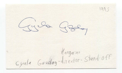 Gyula Gazdag Signed 3x5 Index Card Autograph Signature Film Director