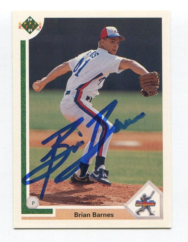 1990 Upper Deck Brian Barnes Signed Card Baseball MLB Autographed AUTO #12