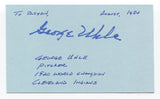 George Uhle Signed Index Card Autographed Baseball MLB Cleveland Indians