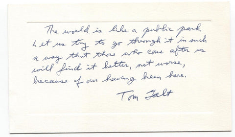 Thomas Franklin Galt Jr. Signed Card Autographed Signature Author Tom Galt