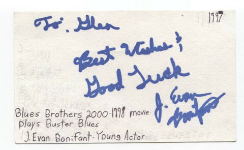 J. Evan Bonifant Signed 3x5 Index Card Autograph Signature Actor Blues Brothers