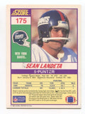 1990 Score Sean Landeta Signed Card Football Autograph AUTO #175