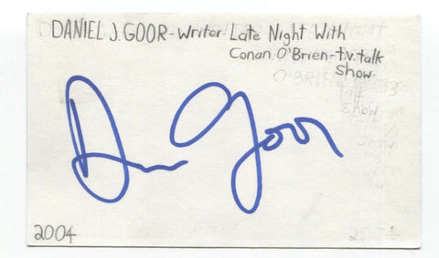 Daniel J. Goor Signed 3x5 Index Card Autographed Parks and Rec Writer Producer