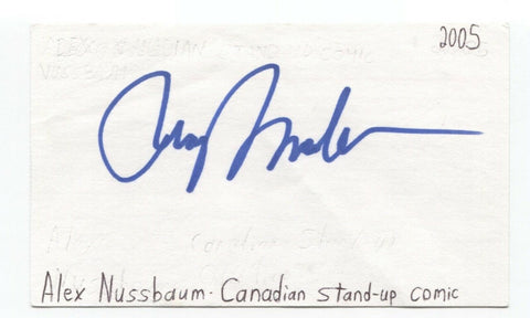 Alex Nussbaum Signed 3x5 Index Card Autographed Signature Comedian Actor Comic
