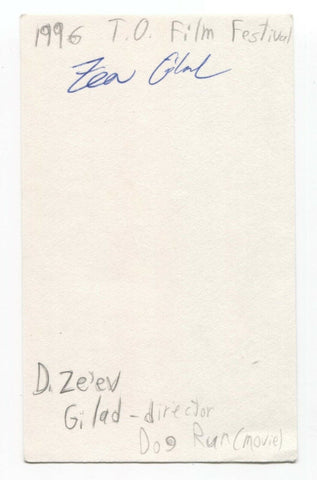 D. Ze'ev Gilad Signed 3x5 Index Card Autograph Signature Film Director Dog Run