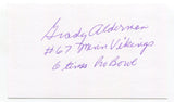 Grady Alderman Signed 3x5 Index Card Autographed NFL Football Minnesota Vikings