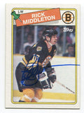 1988 Topps Rick Middleton Signed Card Hockey NHL AUTO #87 Boston Bruins