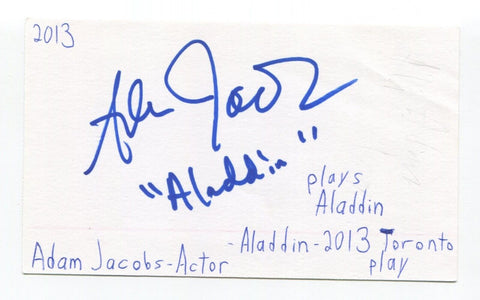 Adam Jacobs Signed 3x5 Index Card Autographed Actor Aladdin Broadway