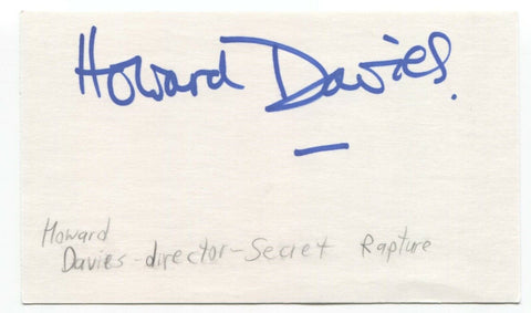 Howard Davies Signed 3x5 Index Card Autographed Signature Director