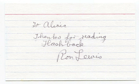 Ron Lewis Signed 3x5 Index Card Autographed Signature Author Flashback