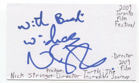 Nick Stringer Signed 3x5 Index Card Autographed Signature Film Director