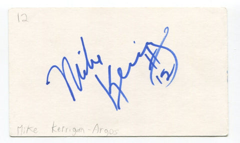 Mike Kerrigan Signed 3x5 Index Card Autographed CFL Football Quarterback