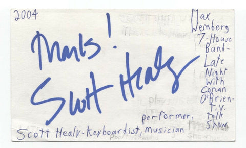 Scott Healy Signed 3x5 Index Card Autograph Signature Musician Pianist Conan