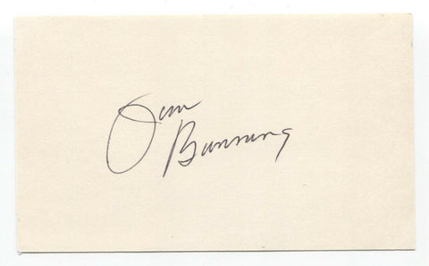 Jim Bunning Signed 3x5 Index Card Autographed Baseball Perfect Game