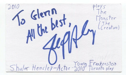 Shuler Hensley Signed 3x5 Index Card Autographed Signature Actor Van Helsing