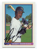 1991 Bowman MVP Henry Rodriguez Signed Card Baseball AUTO #185 Dodgers