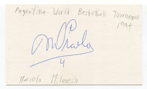 Marcelo Milanesio Signed 3x5 Index Card Autographed Basketball Argentina