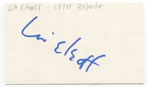Lin Eleoff Signed 3x5 Index Card Autographed Canadian Journalist Author